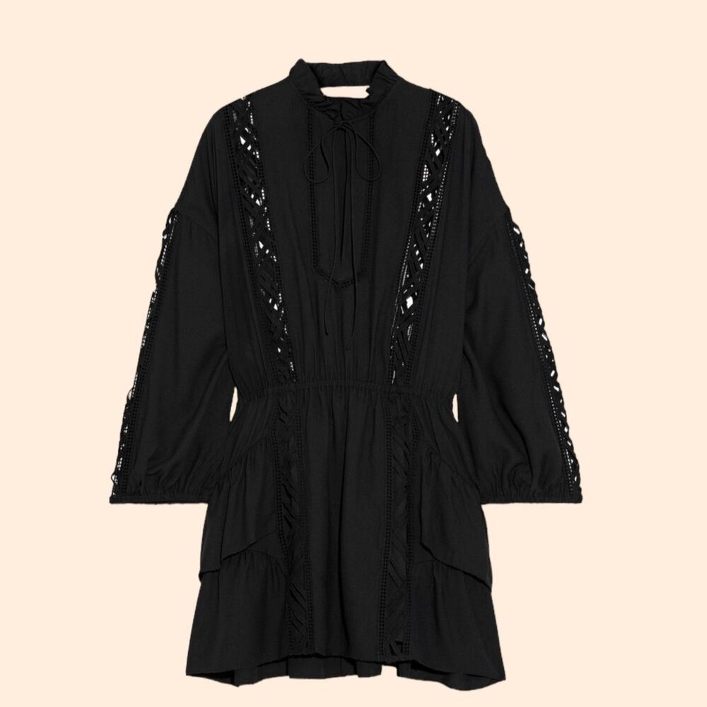 NEW IRO Black Ruffle Mini Dress - Picture 1 of 7